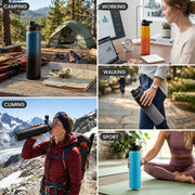 Hawsaiy 24 oz Insulated Stainless Steel Water Bottle with Handle, Leak-Proof Lid & Wide Mouth, Double Wall Vacuum, BPA Free, Keeps Cold & Hot