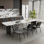 Hawsaiy Dining Chairs Set of 2, Mid Century Modern Upholstered PU Leather Kitchen Dining Room Accent Chairs with Metal Legs,Bentwood Cushion Seat for Living Room,Bedrooms