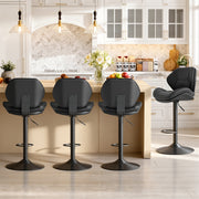 Hawsaiy Swivel Bar Stools Set of 2/4, Adjustable Height Faux Leather Bar Stools with Back, Double-Layer Upholstered Counter Height Bar Chairs for Kitchen Island