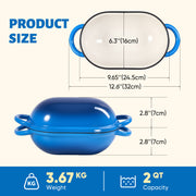 Hawsaiy 2 QT Oval Dutch Oven for Bread Baking, Enameled Cast Iron Bread Pot with Lid & Heat-Resistant Oven Mitts