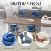 Hwawsaiy Counter Height Bar Stools Set of 2, Velvet Ergonomic Modern Counter Stool with Back, 25.9 inch Seat Height Comfy Bar Chairs with Powder Sprayed Golden Metal Legs, Grey