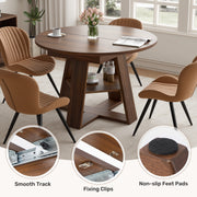 Hawsaiy Extendable Round to Oval Dining Table Set for 4–6, Space-Saving Wooden Table with Hidden Storage, Expandable Dining Table with Upholstered Chairs