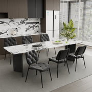 Hawsaiy Dining Chairs Set of 2, Mid Century Modern Upholstered PU Leather Kitchen Dining Room Accent Chairs with Metal Legs,Bentwood Cushion Seat for Living Room,Bedrooms