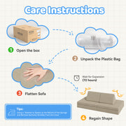 Hawsaiy Kids Sofas Modular 4PCS Sponge Armless Reclining Sofa with Removable Cover