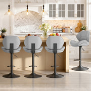 Hawsaiy Swivel Bar Stools Set of 2/4, Adjustable Height Faux Leather Bar Stools with Back, Double-Layer Upholstered Counter Height Bar Chairs for Kitchen Island