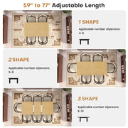 Hawsaiy Extendable Dining Table Set for 6, Upholstered Dining Chairs, Farmhouse Kitchen Dining Room Set, Hidden Leaf Dining Table Seats 6-8