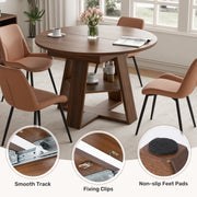 Hawsaiy Extendable Round to Oval Dining Table Set for 4–6, Space-Saving Wooden Table with Hidden Storage, Expandable Dining Table with Upholstered Chairs