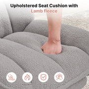 Hawsaiy Criss Cross Office Chair with Footrest, Oversized Sherpa Cross Legged Desk Chair, Height Adjustable Swivel Vanity Chair for Home Office Bedroom