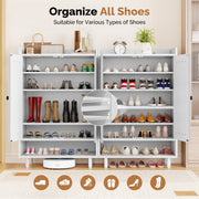 Hawsaiy Entrance Shoe Cabinet with Doors, 6-Tier Farmhouse Shoe Storage Organizer with Adjustable Shelves, Holds 18-24 Pairs, Entryway Shoe Rack Cabinet with Metal Legs