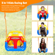 Hawsaiy 3-in-1 Baby Swing Set,Secure & Anti-Flip Toddler Swing with Hanging Straps & Hooks, Detachable Seat for Indoor/Outdoor Play