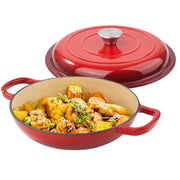 Kerilyn 3 Quart Enameled Shallow Cast Iron Dutch Oven with Lid, Dual Handles Dutch Pots for Cooking, Stewing, Heavy-Duty & Nonstick, Oven Safe up to 500° F, Works on All Stovetops, Dark Blue