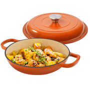 Hawsaiy 3 Quart Enameled Shallow Cast Iron Dutch Oven with Lid, Dual Handles Dutch Pots for Cooking, Stewing, Heavy-Duty & Nonstick, Oven Safe up to 500° F, Works on All Stovetops