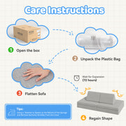 Hawsaiy Kids Sofas Modular 4PCS Sponge Armless Reclining Sofa with Removable Cover