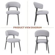 Hawsaiy Dining Chairs Set of 2/4/6, Mid Century Modern Boucle Upholstered Dining Chairs with Curved Backrest, Kitchen Dining Room Chairs with Black Metal Legs