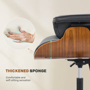 Hawsaiy Genuine Leather Office Chair with Solid Wood, Eames Style Swivel Ergonomic Desk Chair with Silent Wheels，Black