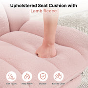 Hawsaiy Criss Cross Office Chair with Footrest, Oversized Sherpa Cross Legged Desk Chair, Height Adjustable Swivel Vanity Chair for Home Office Bedroom