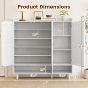 Hawsaiy Shoe Cabinet with 3 Doors, 6 Adjustable Shelves, Shoe Storage Cabinet for 24–30 Pairs, Modern Farmhouse Entryway Shoe Organizer with Open Bottom Shelf