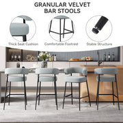 Hawsaiy Counter Height Bar Stools Set of 2, Pelletized Velvet Upholstered Modern Counter Stool,Low Back Barstools, Velvet Bar Chairs with Metal Legs,Beige