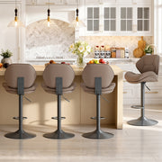 Hawsaiy Swivel Bar Stools Set of 2/4, Adjustable Height Faux Leather Bar Stools with Back, Double-Layer Upholstered Counter Height Bar Chairs for Kitchen Island