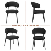 Hawsaiy Dining Chairs Set of 2/4/6, Mid Century Modern Boucle Upholstered Dining Chairs with Curved Backrest, Kitchen Dining Room Chairs with Black Metal Legs