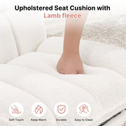 Hawsaiy Criss Cross Office Chair with Footrest, Oversized Sherpa Cross Legged Desk Chair, Height Adjustable Swivel Vanity Chair for Home Office Bedroom