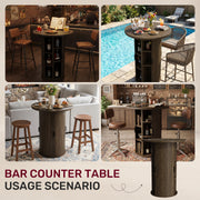 Hawsaiy Round Bar Table with Storage, 31.5