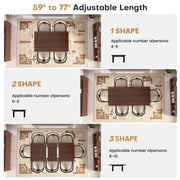 Hawsaiy Extendable Dining Table Set for 6, Upholstered Dining Chairs, Farmhouse Kitchen Dining Room Set, Hidden Leaf Dining Table Seats 6-8