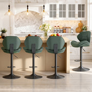 Hawsaiy Swivel Bar Stools Set of 2/4, Adjustable Height Faux Leather Bar Stools with Back, Double-Layer Upholstered Counter Height Bar Chairs for Kitchen Island