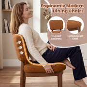 Hawsaiy Wooden Dining Chairs Set of 2/4/6, Boucle Upholstered Dining Room Chairs with Solid Wood Legs, Mid Century Modern Kitchen Chairs, Farmhouse Side Chairs with Back for Dining Room