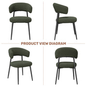 Hawsaiy Dining Chairs Set of 2/4/6, Mid Century Modern Boucle Upholstered Dining Chairs with Curved Backrest, Kitchen Dining Room Chairs with Black Metal Legs