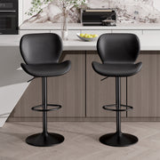 Nalupatio Swivel Bar Stools Set of 2,PU Leather Upholstered Barstools with Back & Footrest, Seat Adjustable Height 22.2-31IN Counter Height Bar Chairs for Bar Kitchen Island,Whiskey Brown