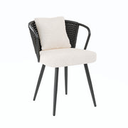 Hawsaiy Rattan Dining Chairs Set of 2, Upholstered Cane Back Kitchen Chairs with Metal Legs & Throw Pillow, Mid Century Modern Farmhouse Dining Room Chairs