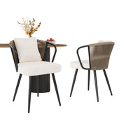 Hawsaiy Rattan Dining Chairs Set of 2, Upholstered Cane Back Kitchen Chairs with Metal Legs & Throw Pillow, Mid Century Modern Farmhouse Dining Room Chairs