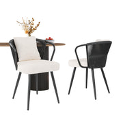 Hawsaiy Rattan Dining Chairs Set of 2, Upholstered Cane Back Kitchen Chairs with Metal Legs & Throw Pillow, Mid Century Modern Farmhouse Dining Room Chairs