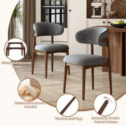 Hawsaiy Wooden Dining Chairs Set of 2, Mid-Century Upholstered Chenille Dining Chairs with Solid Wood Legs, Comfortable Kitchen Chairs for Dining Room