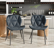Nalupatio Modern Dining Chairs Set of 2, PU Leather Dining Room Chairs with Waterproof Surface and Metal Legs for Kitchen Restaurant and Living Room, Dark Blue