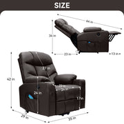 Hawsaiy PU Leather Power Lift Recliner with Massage and Heat for Elderly, Comfy Ergonomic Lounge Sofa Chair with Remote Control, 2 Cup Holders and Side Pockets