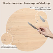 Hawsaiy Round Dining Table for 2 with Sliding Door Storage Base, Space-Saving Waterproof Scratch-Resistant Wood Top, Modern Farmhouse Kitchen Table