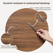 Hawsaiy Round Dining Table for 2 with Sliding Door Storage Base, Space-Saving Waterproof Scratch-Resistant Wood Top, Modern Farmhouse Kitchen Table
