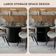 Hawsaiy Round Dining Table for 2 with Sliding Door Storage Base, Space-Saving Waterproof Scratch-Resistant Wood Top, Modern Farmhouse Kitchen Table