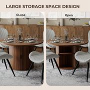 Hawsaiy Round Dining Table for 2 with Sliding Door Storage Base, Space-Saving Waterproof Scratch-Resistant Wood Top, Modern Farmhouse Kitchen Table