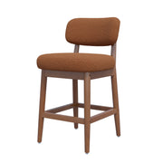 Hawsaiy Counter Height Bar Stools Set of 2/4, Mid Century Modern Boucle Barstools with Solid Wood Frame, Upholstered Kitchen Island Stools with Backrest & Footrest