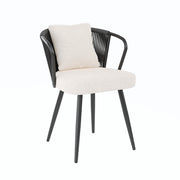 Hawsaiy Rattan Dining Chairs Set of 2, Upholstered Cane Back Kitchen Chairs with Metal Legs & Throw Pillow, Mid Century Modern Farmhouse Dining Room Chairs