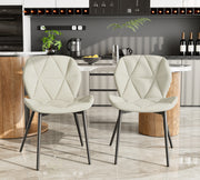 Nalupatio Modern Dining Chairs Set of 2, PU Leather Dining Room Chairs with Waterproof Surface and Metal Legs for Kitchen Restaurant and Living Room, Dark Blue