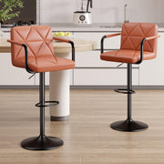 Hawsaiy PU Leather Adjustable Height Bar Stools Set of 2/4 with Footrest and Rubber Ring Base