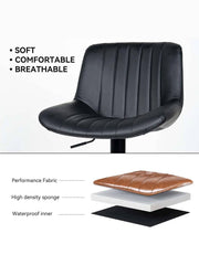 Adjustable Leather Counter Chairs Black Set of 2 - nalupatio