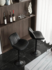 Adjustable Leather Counter Chairs Black Set of 2 - nalupatio