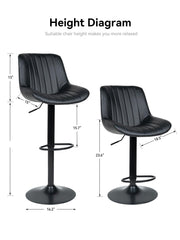 Adjustable Leather Counter Chairs Black Set of 2 - nalupatio